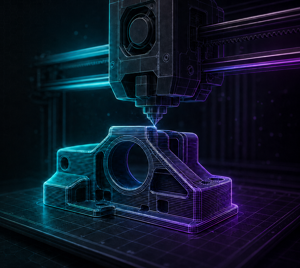 3D-Drucker beim Fertigen eines Bauteils – PolyNex Manufacturing