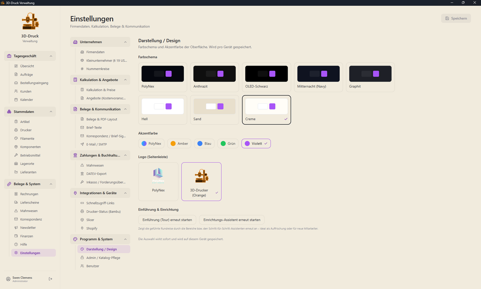 Creme-Design mit violettem Akzent
