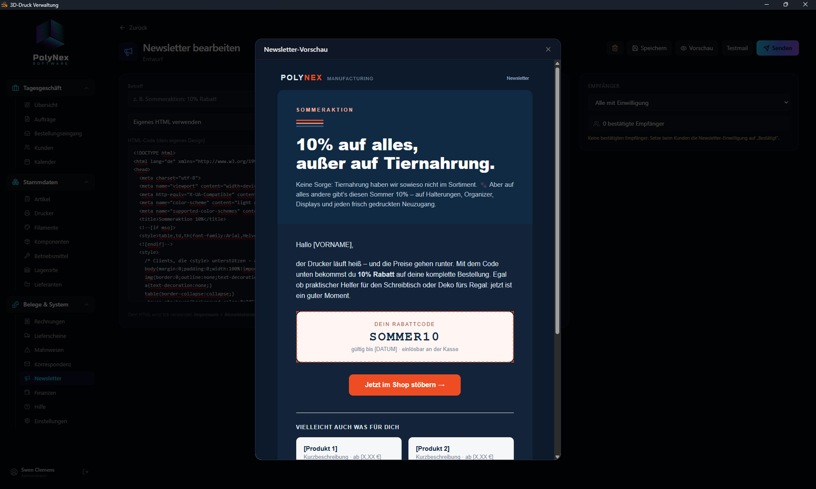 Newsletter mit Vorlagen und Einwilligungs-Verwaltung